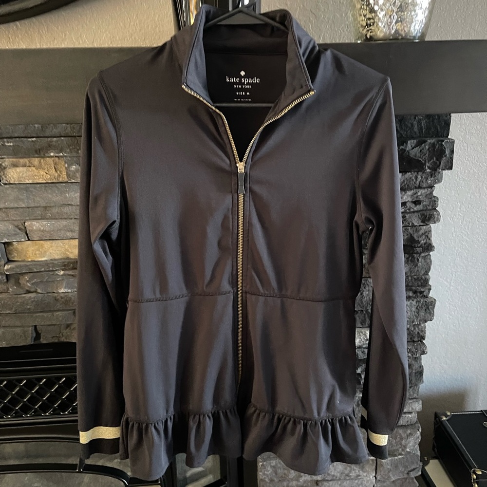 Women’s Kate Spade zip up top size Medium - black Excellent condition-stretch